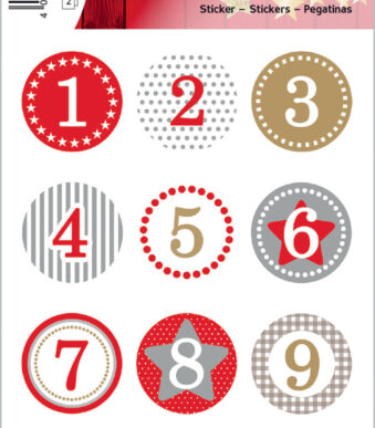 Kerststickers Decor 'Adventskalender', rood