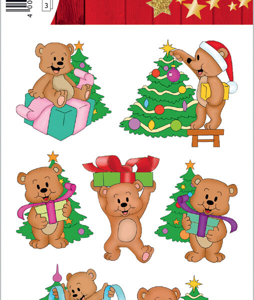 Herma Kerstdecoratie Stickervel Knuffelberen