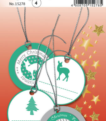 Herma 3D-kerstcadeaulabels, rond, groen/zilver