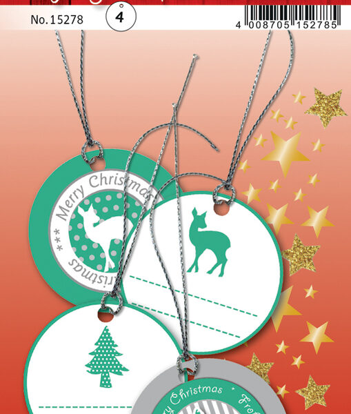 Herma 3D-kerstcadeaulabels, rond, groen/zilver