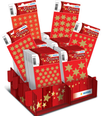 Herma Kerstdecoratiestickers 'Gouden Sterren', op display.
