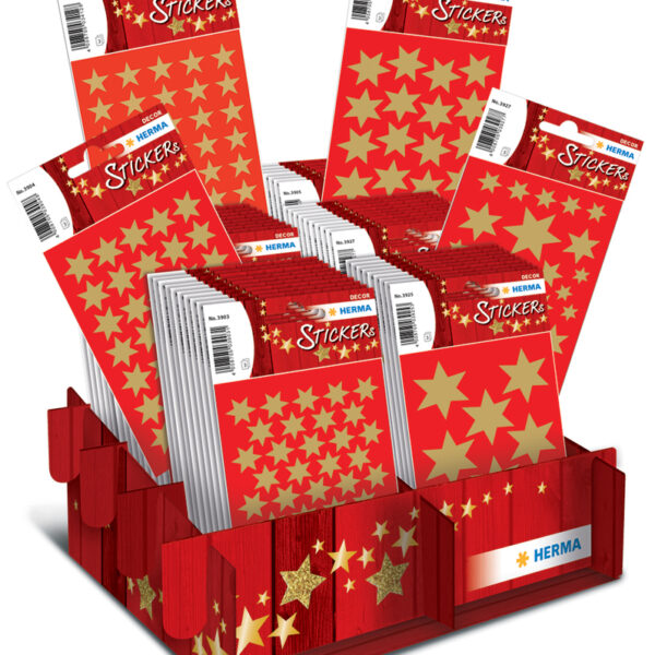 Herma Kerstdecoratiestickers 'Gouden Sterren', op display.