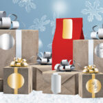 Gouden ronde kerstetiketten, diameter 32 mm