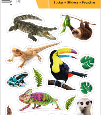 Papieren stickervellen exotische dieren