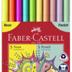 Faber-Castell gekleurde stiften Neon + Pastel, etui met 10 stuks.