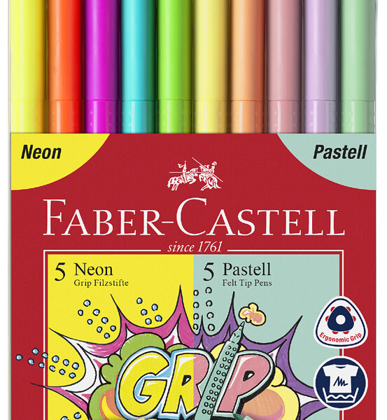 Faber-Castell gekleurde stiften Neon + Pastel, etui met 10 stuks.