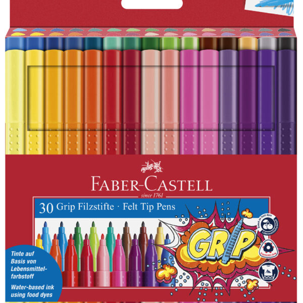 Faber-Castell kleurenfineliners, etui met 30 stuks.
