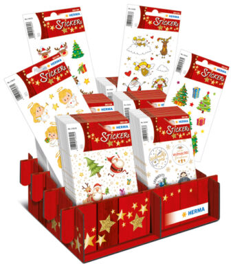 Kerstdecoratie stickervellen 'Glinsterende Kersttijd'