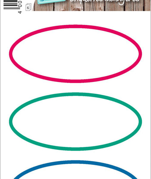 Ovalen huishoudetiketten met gekleurde rand