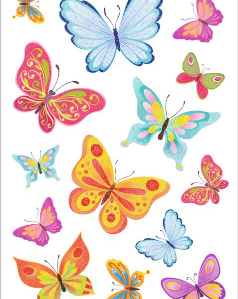 Stickervellen met vlindermotief