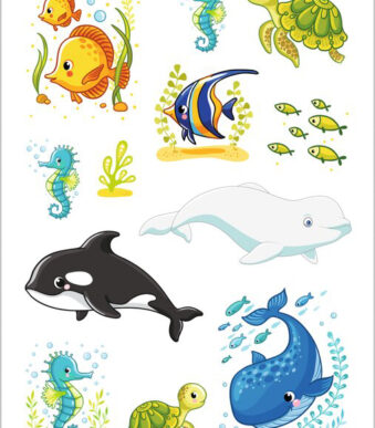 Stickervellen 'Walvissenfamilie en vrienden'