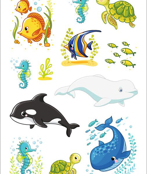 Stickervellen 'Walvissenfamilie en vrienden'