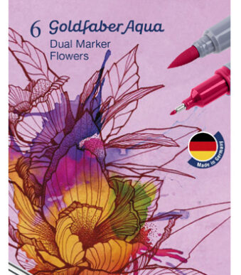 Faber-Castell aquarelstiften GoldenBrush, 6 stuks etui bloemen.