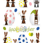 Paaszelfklevende versiering 'Konijnenpartijtje'