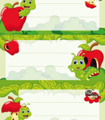 Geglansde boekenetiketten 'Fred de worm'