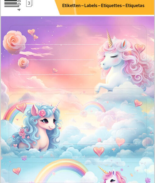 HERMA boeketiketten VARIO Happy Unicorns, papier