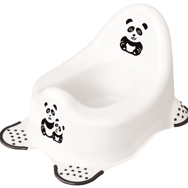Baby potje 'Adam panda', wit met opdruk