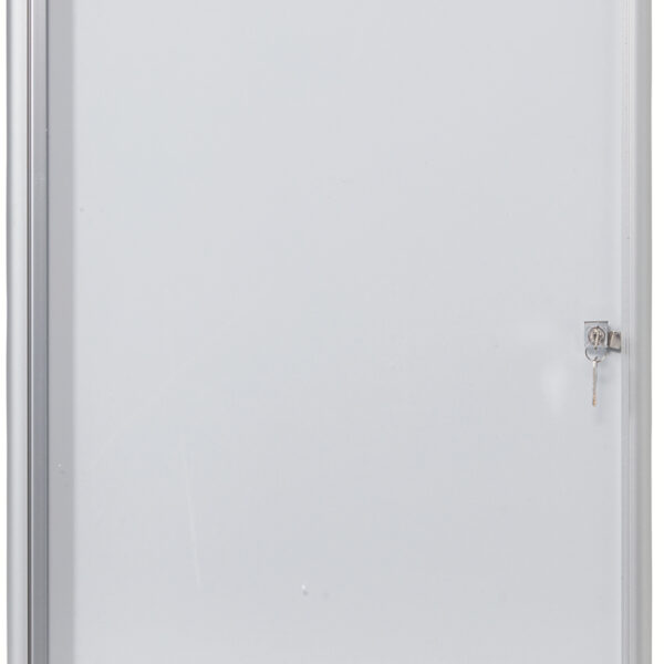 Platte vitrinekast met metalen achterwand voor 4 x A4-formaat