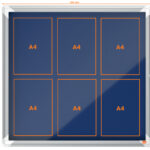 Vitrinekast Premium Plus, vilt achterwand, 6x A4, blauw