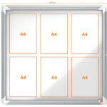Nobo vitrinekast Premium Plus, metalen achterwand, voor 6 A4-formaten