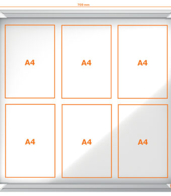 Nobo vitrinekast Premium Plus, metalen achterwand, voor 6 A4-formaten
