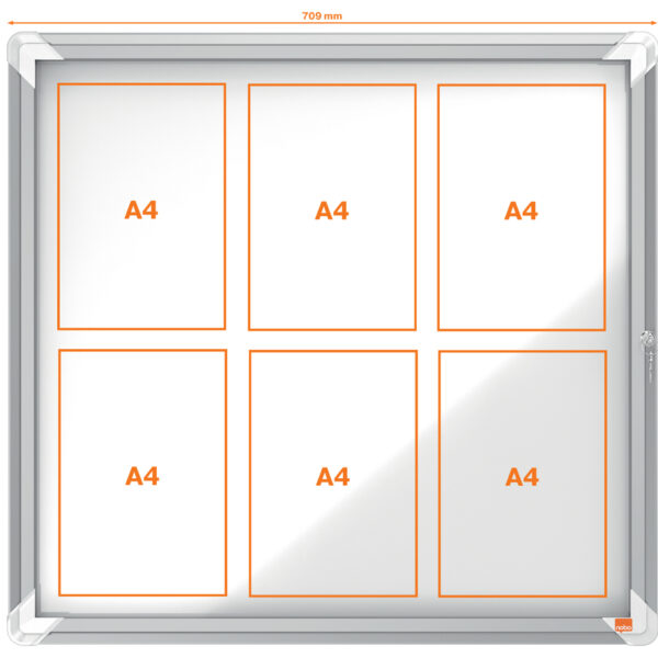 Nobo vitrinekast Premium Plus, metalen achterwand, voor 6 A4-formaten
