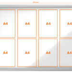 Vitrinekast Premium Plus, metalen achterwand, voor 8x A4-formaat