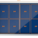 Vitrinekast Premium Plus, viltachtige achterwand, voor 8 A4-formaten