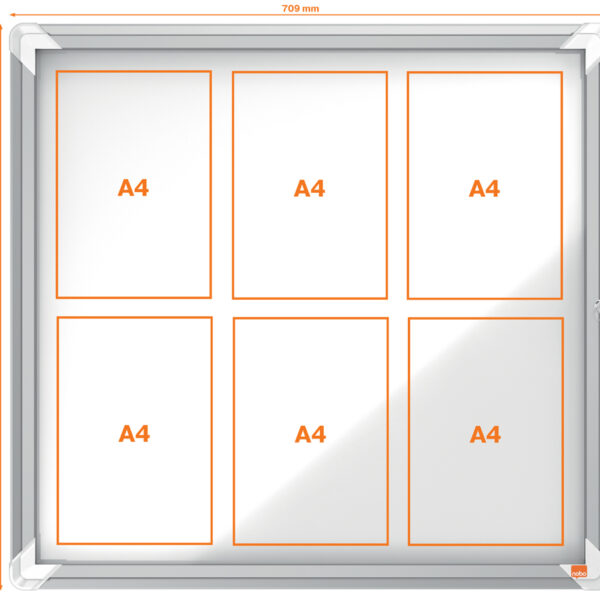 Nobo vitrinekast Premium Plus, metalen achterwand, voor 6 A4-formaten