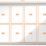 Vitrinekast Premium Plus, metalen achterwand, voor 8x A4-formaat