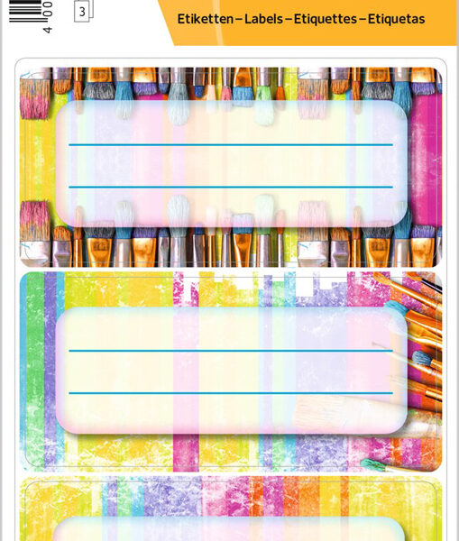 Etikettenbladen met penseel-design voor ringbanden