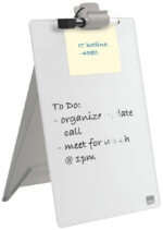 Glazen bureaubord met notitieblok, A4-formaat, wit