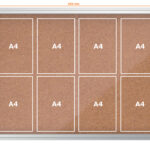 Vitrinekast premium plus met kurken achterwand en 8 A4-vakken.