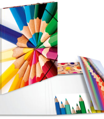 Hoekspannermapje 'Potloden', kartonnen, formaat A4.