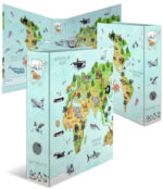Kinderatlas-ordner met wereldkaartmotief, formaat A4.