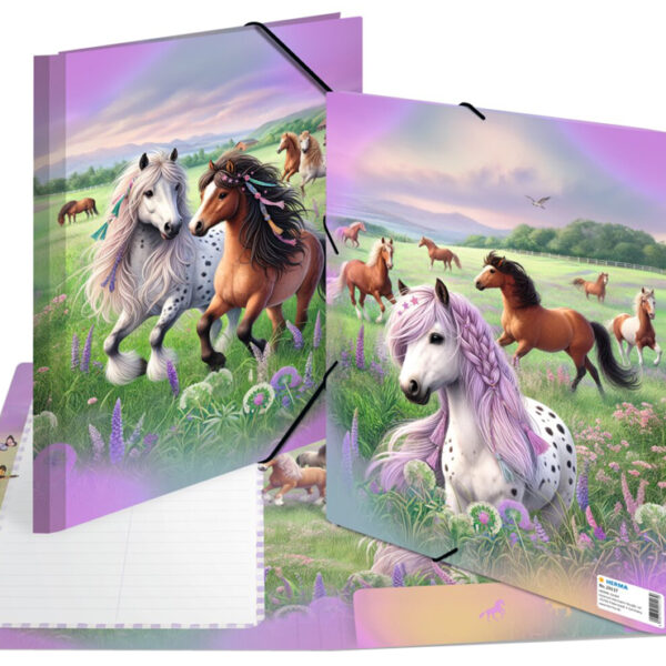 HERMA hoekspanmap 'Paardenwereld', karton, DIN A4