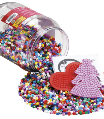 Hama kralenbordensetje en kralen, kunststof bak, rood.