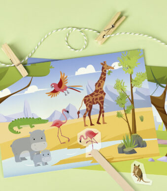 Kraskaarten met dierenfiguren