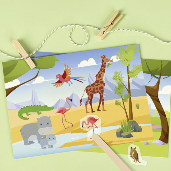 Kraskaarten met dierenfiguren