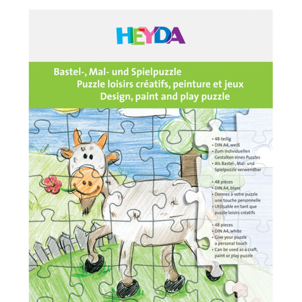 Lege puzzel, 48 stukken, 210 x 297 mm, wit.