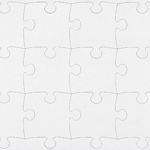 Wit blanco puzzel, 12 stukken, 35 x 50 cm.