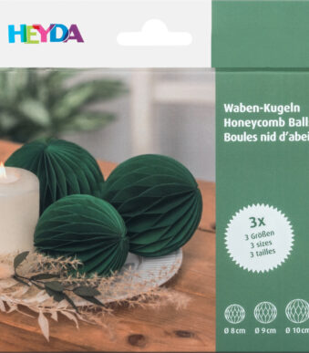 Honingraatdeco-set 'Honingraatbollen', donkergroen