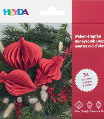 Honingraat decoratieset 'Druppels', rood