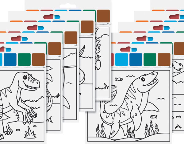 Verfstel dinosaurussen, 10 motieven