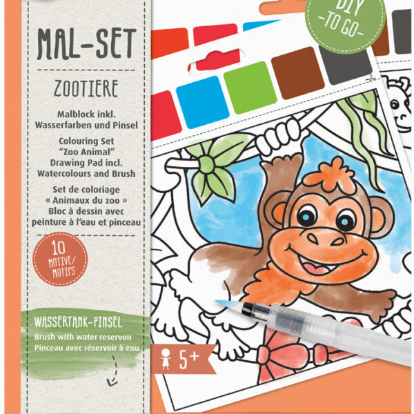 Aquarelverf schilderset 'Dierentuin dieren', 10 ontwerpen