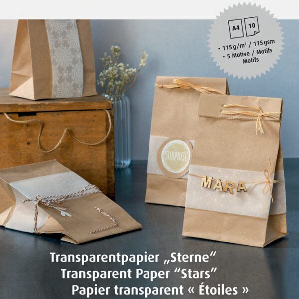 Transparant papierset kerst 'Sterren'