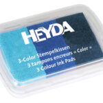Heyda driekleuren stempelkussen: lichtblauw/middenblauw/donkerblauw