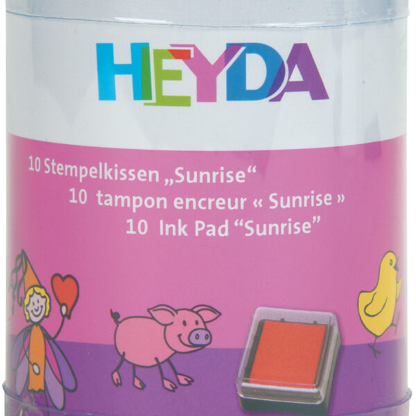 Heyda stempelkussens set 'Zonsopgang', transparante ronde doos.