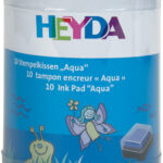 Stempelkussensset 'Aqua', Transparante ronde doos