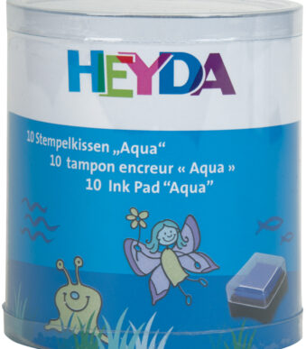 Stempelkussensset 'Aqua', Transparante ronde doos